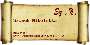 Szamek Nikoletta névjegykártya